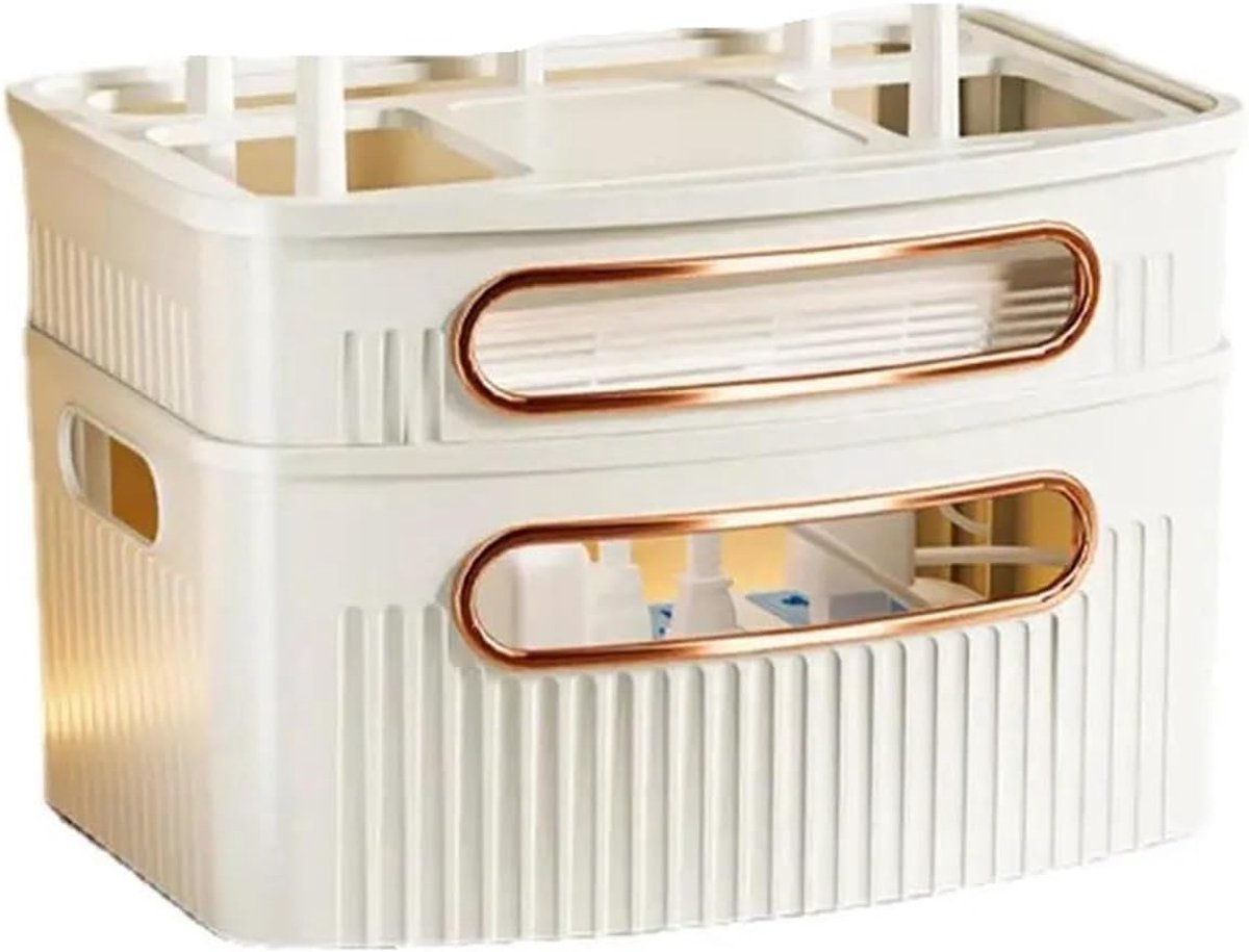 Router Opbergdoos - Netwerk Organizer - Kantoor Opruimen - Waterdicht Stofdicht - 31.5x21.8x19.5 cm - Beige