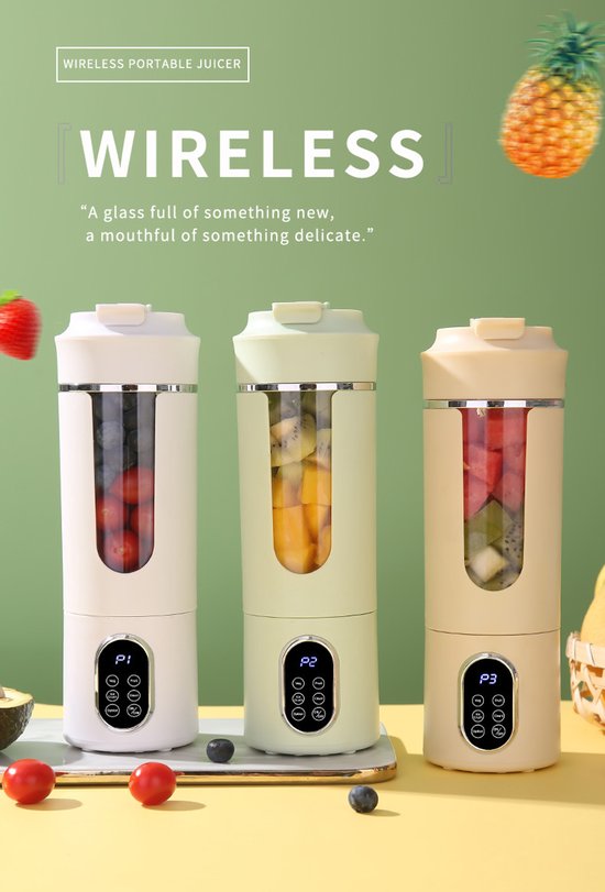 Draadloze Blender - Mini Blender - Smoothie Maker - Draagbare Blender - USB Oplaadbare Smoothie Beker - 12 Messen - 530ML - Ice Crusher - Groen van Merkloos — afbeelding 5