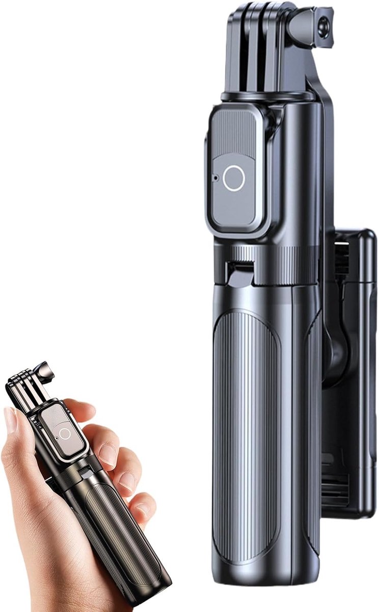Draagbare selfiestick - Compacte houder - Foto's maken - Met afstandsbediening - Tot 75 cm