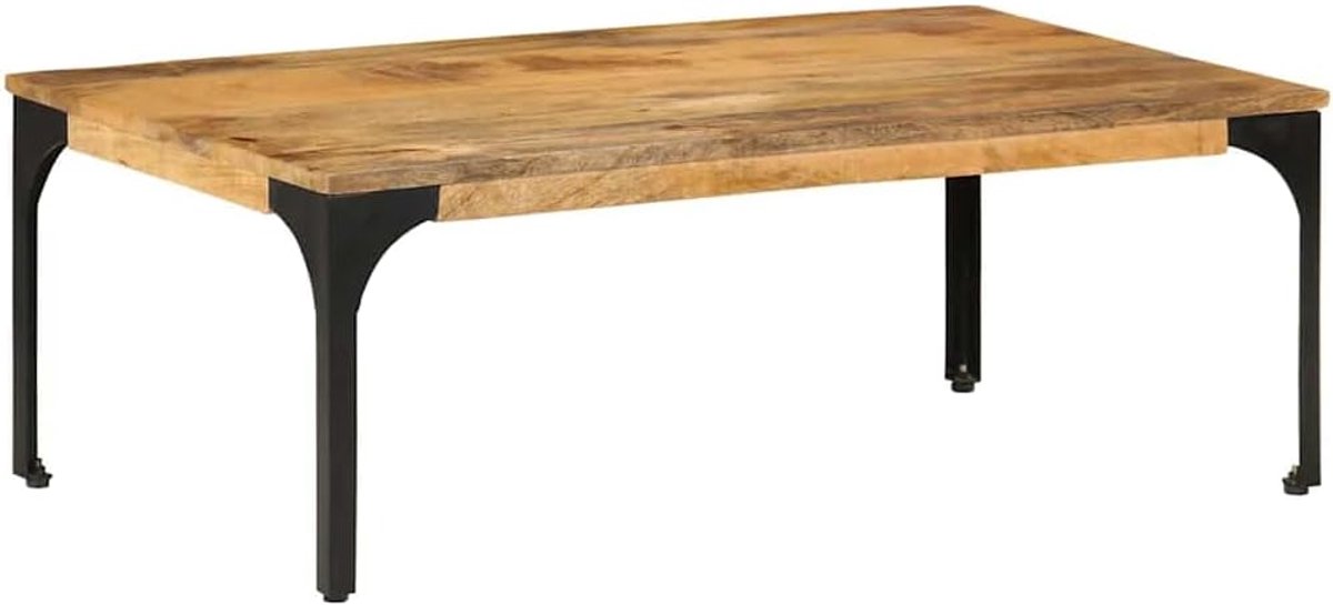 Salontafel - Bijzettafel Woonkamer - Ontspannen en Genieten - Massief Mangohout Staal - 100x55x35cm - Natuurlijk Hout