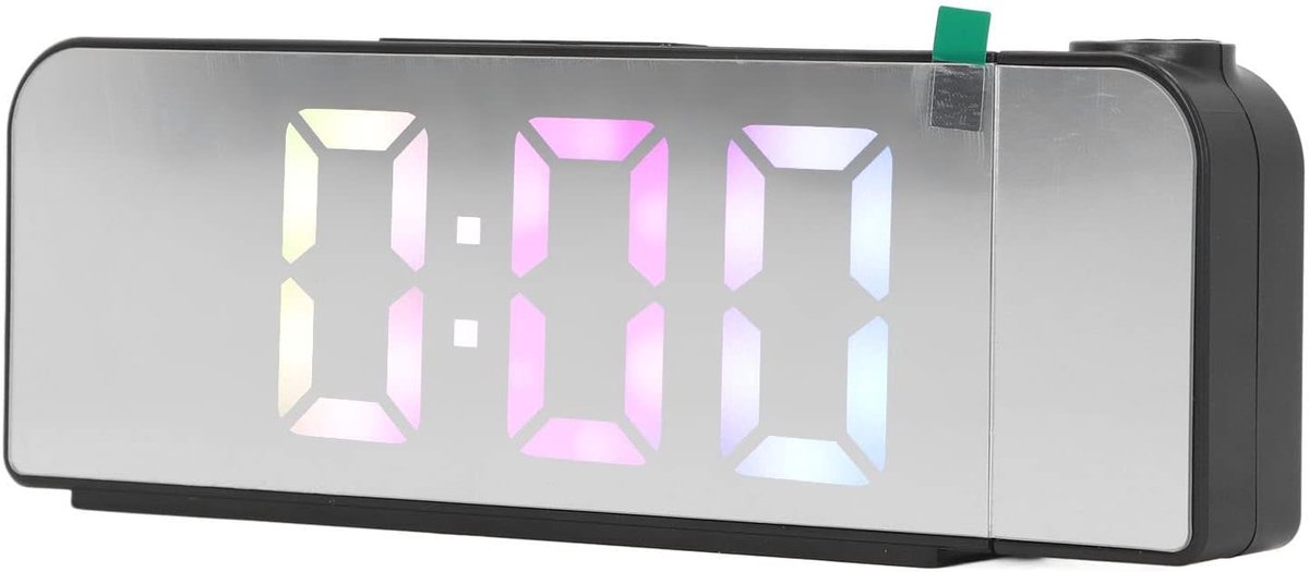 Digitale Wekker - LED Projectie Klok - Slaapkamer Kantoor - Groot Lettertype Display - 19.3x6.5x3.2cm - Zwart