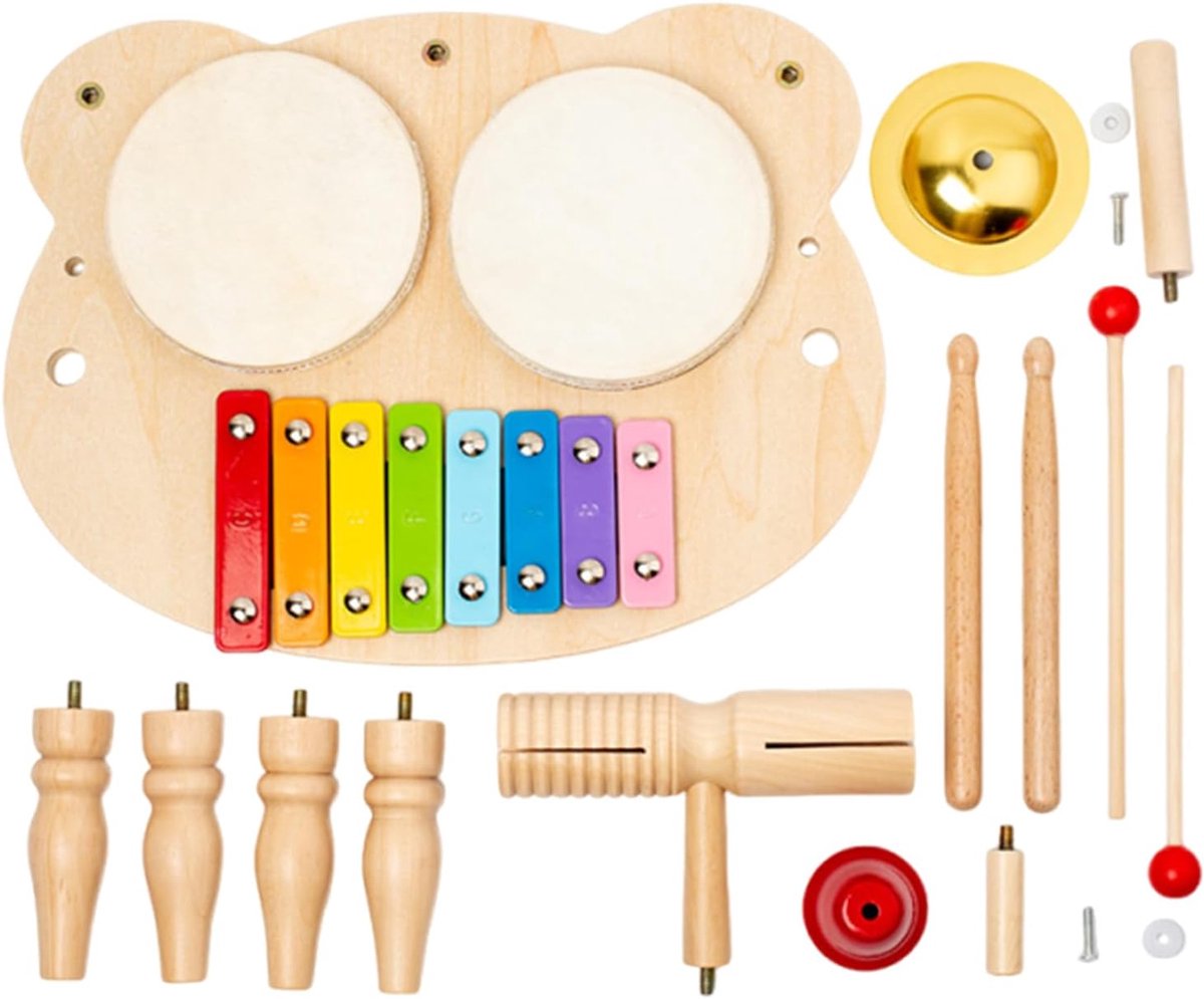 Kinder Drumstel - Muziekspeelgoed - Creatief Spelen - Houten Constructie - 21 x 335 x 255 cm
