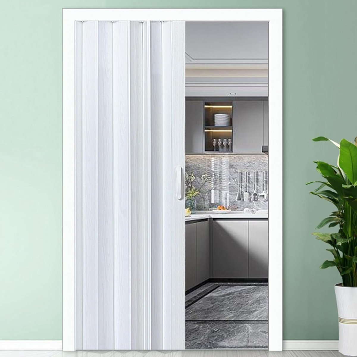 Vouwdeur PVC - Magnetische Deur - Ruimte Delen - Vloer Beschermend Ontwerp - 63.5x203cm - Wit