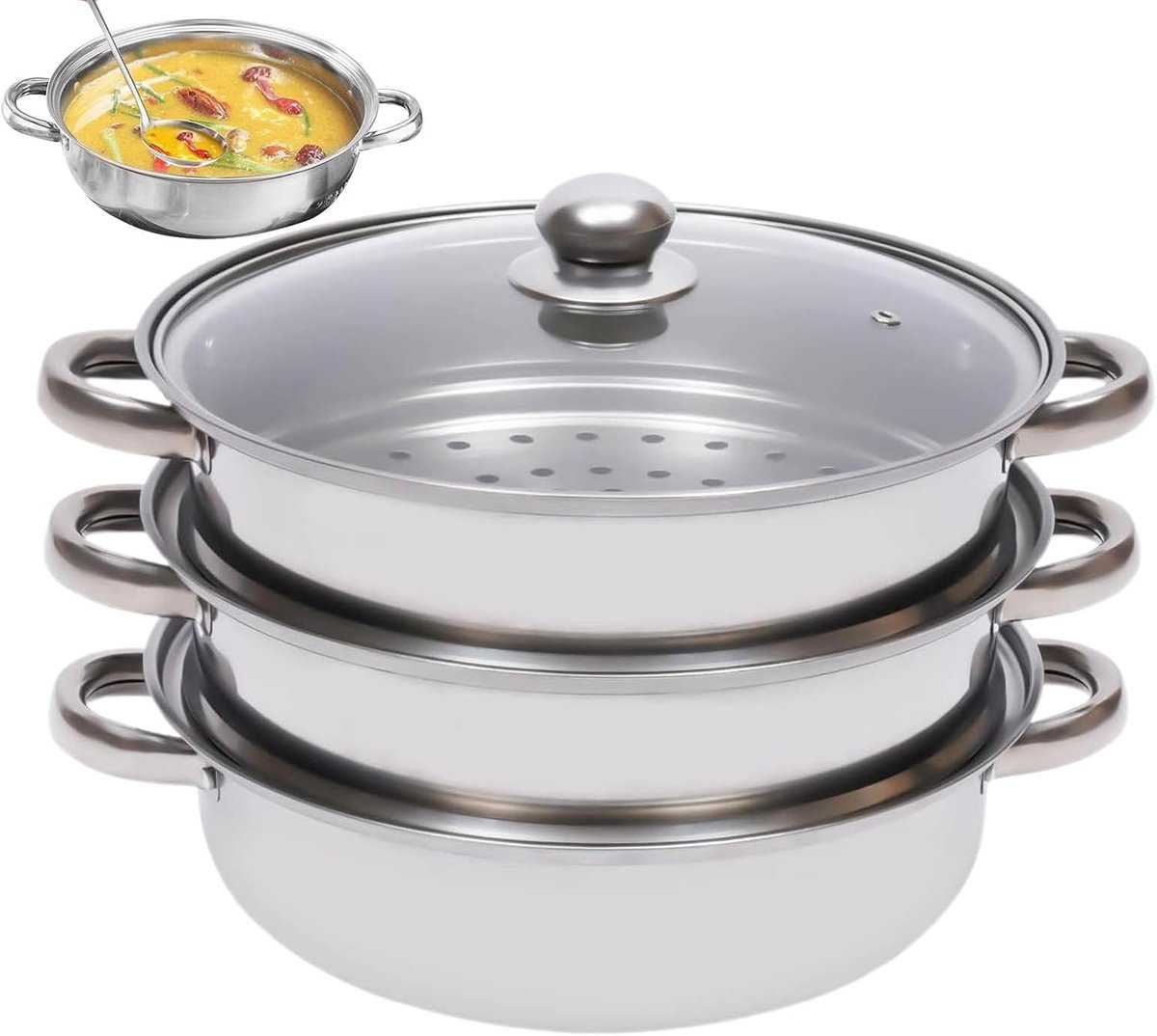 Stoompan - Kookpan - Gezond Koken - Stapelbaar Ontwerp - 255 cm