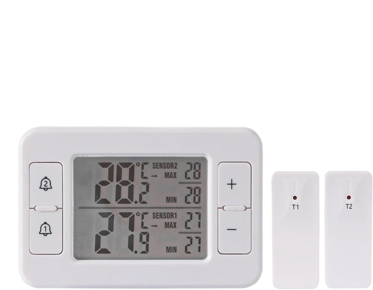 Koelkast Thermometer - Digitale Monitor - Temperatuur Bewaken - Draadloos Alarm - Max Min Record