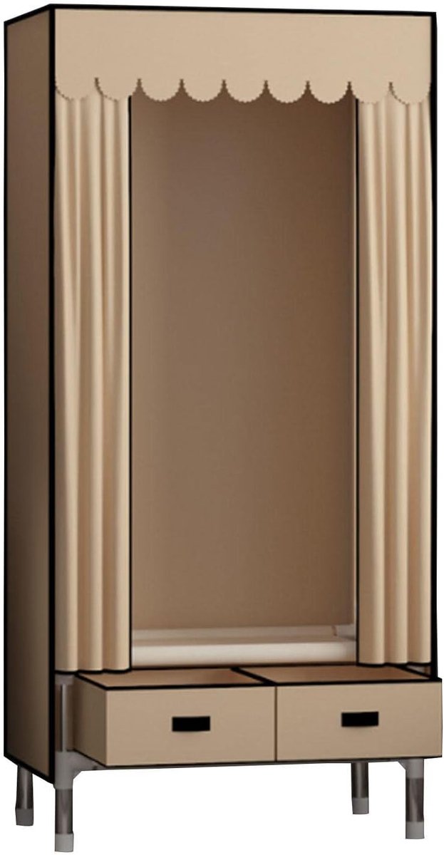 Kledingkast Organizer - Stoffen Kast - Kleding Opbergen - Met Hangrail - 70x45x168cm - Bruin