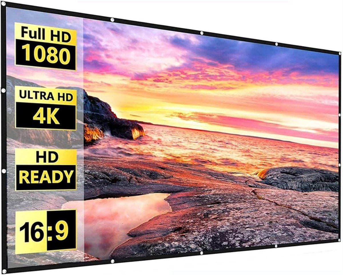 Projectiescherm - Draagbaar Scherm - Thuisbioscoop Buiten - HD 4K Kwaliteit - 120 Inch - Wit