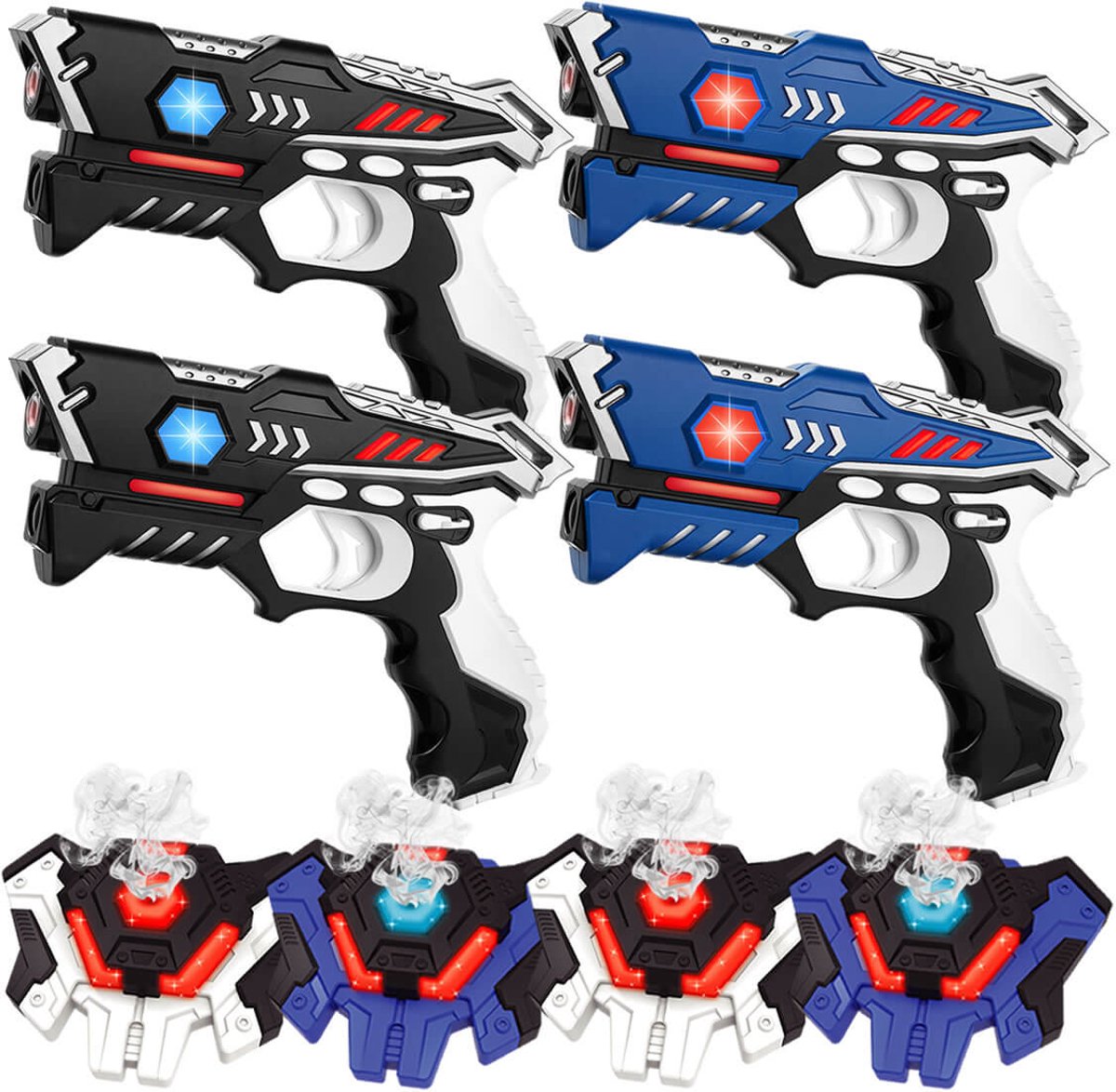 4 laserpistolen + 4 lasergame waterdamp vesten - KidsTag laserguns voor kinderen vanaf 6 jaar
