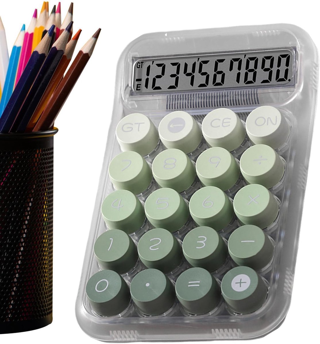 Mechanische rekenmachine - Bureau calculator - Efficiënt berekenen - Ergonomisch ontwerp - 15 x 9.5 cm - Groen