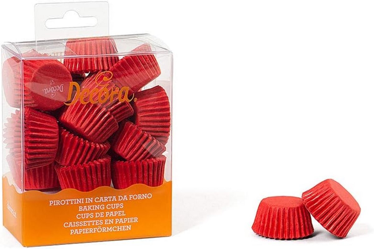 200 Stuks Bakbekers voor Muffins en Taarten - Rood, 27 x 17 mm
