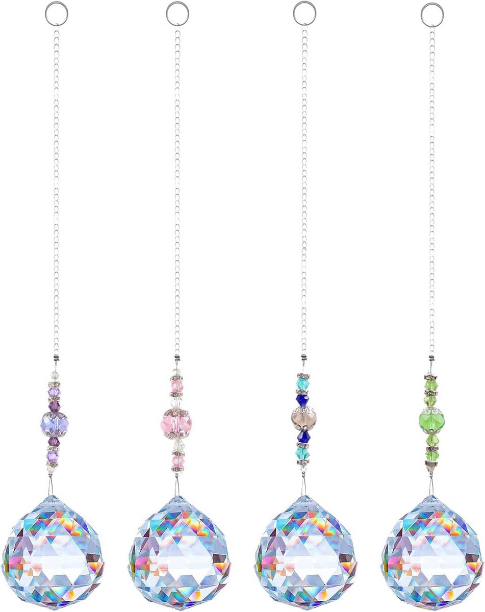 Zonnevangers Kristal Set van 4 - Prisma's van Glas voor Decoratie en Regenboog Effecten
