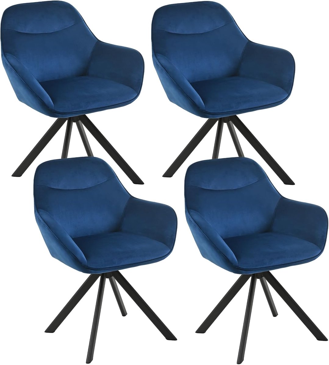 Draaibare Eetkamerstoelen Set van 4 met Armleuningen - Gestoffeerde Fluwelen Keukenstoelen