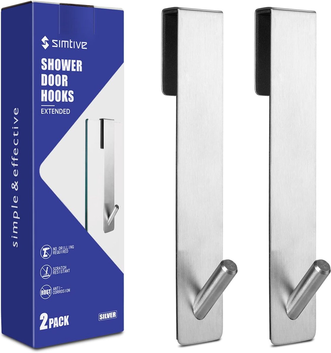 Verlengde Deurhaken voor Badkamer - 7 Inch, Frameloze Glazen Douchedeur, Handdoekhaken, 2-
