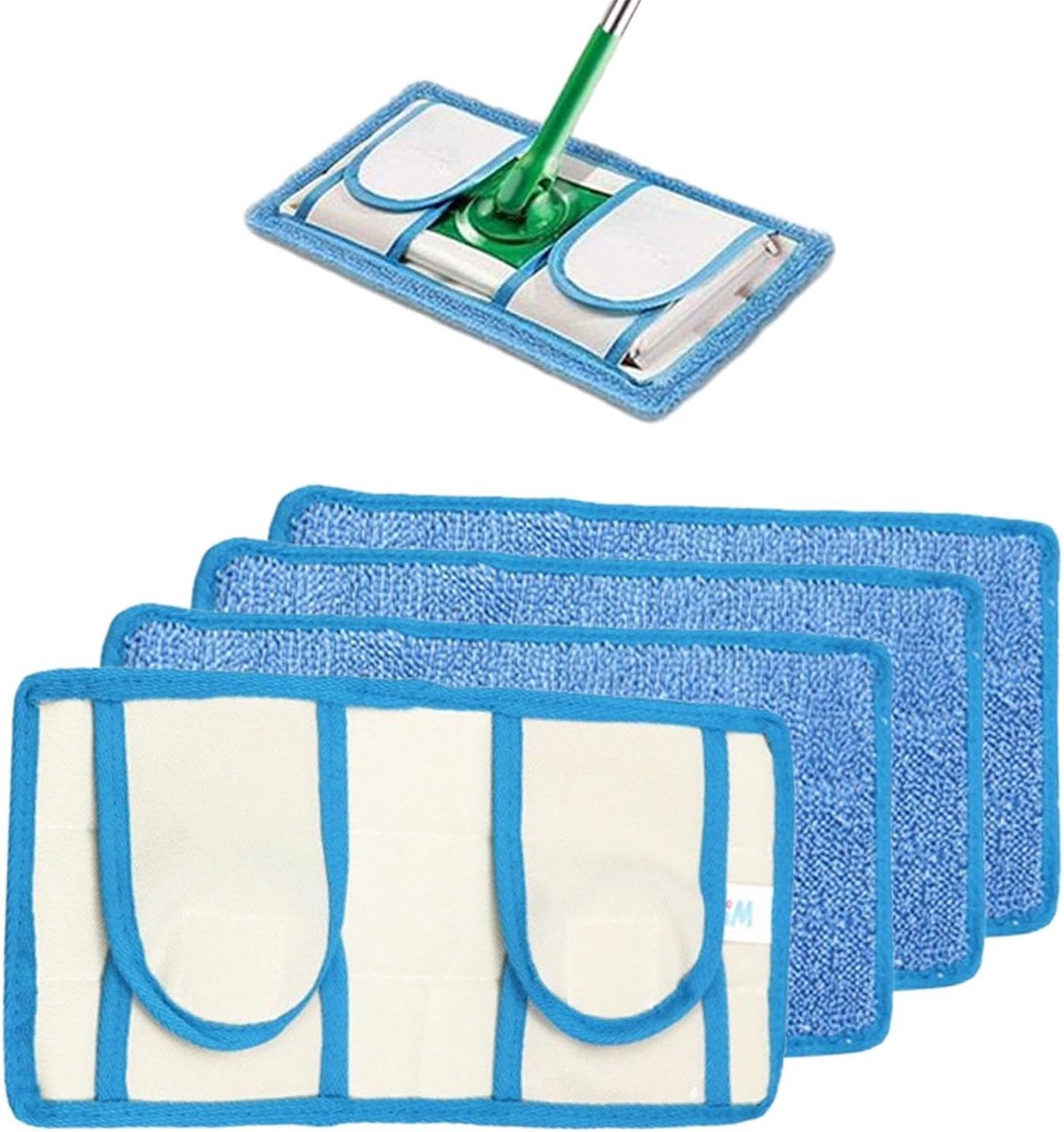 Herbruikbare Microvezel Mop Pads 4 Stuks voor Alle Vloertypes