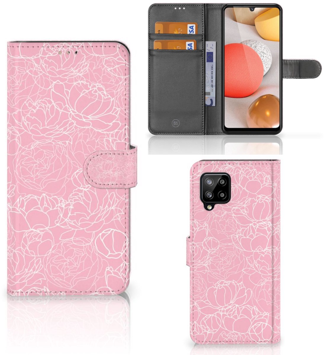 Samsung Galaxy A42 5G Hoesje White Flowers