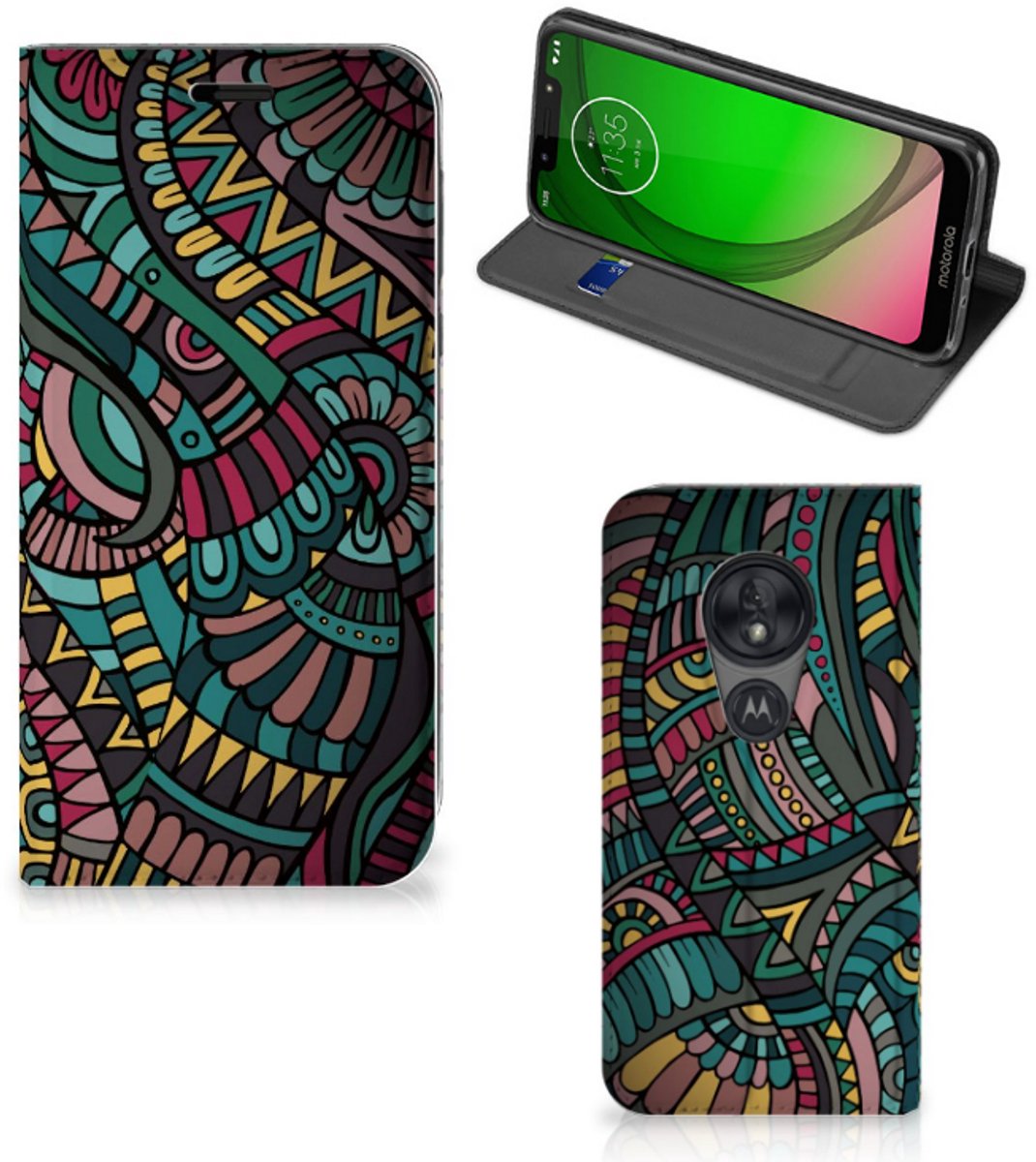 Motorola Moto G7 Play Hoesje met Magneet Aztec