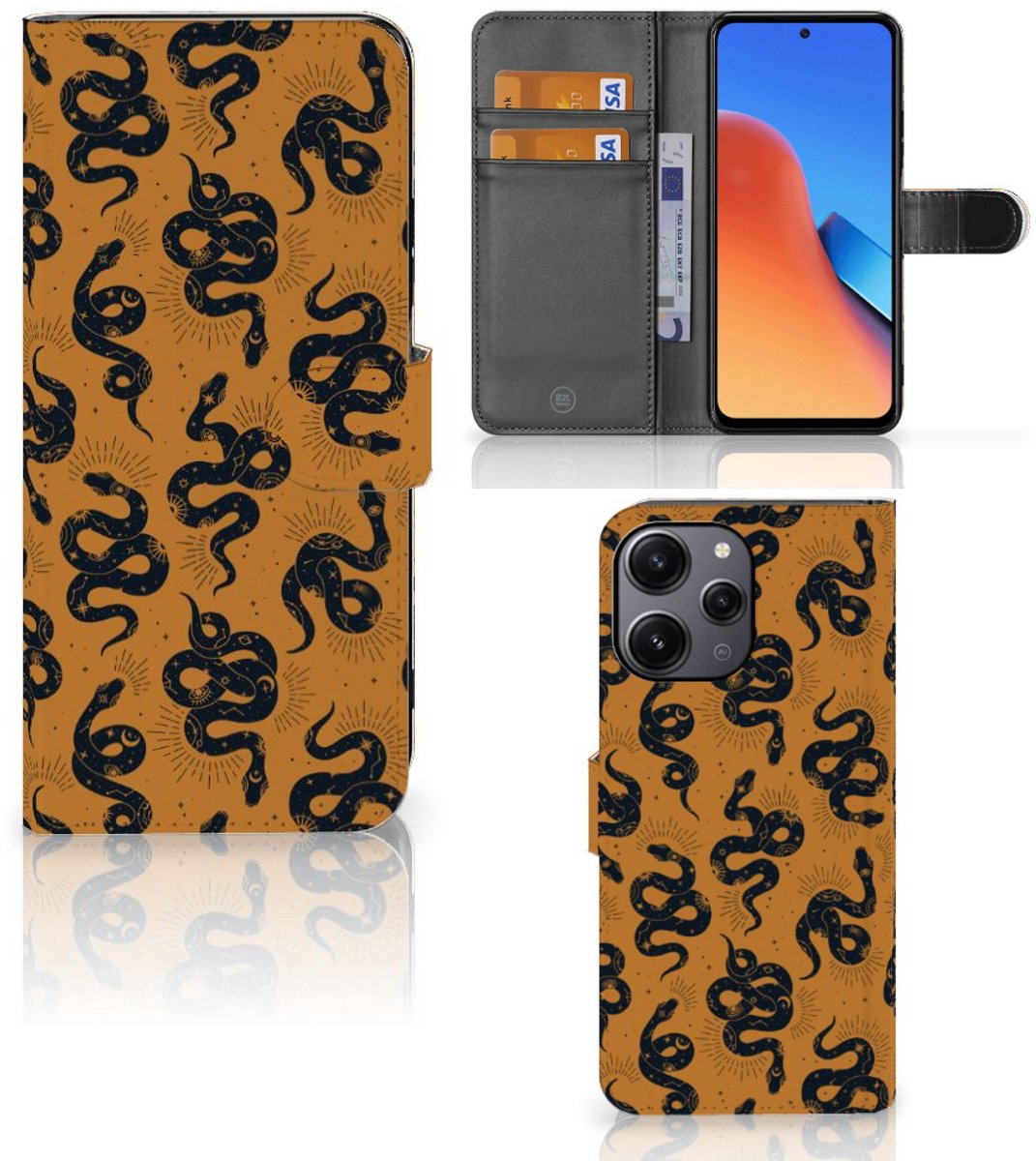 Telefoonhoesje met Pasjes voor Xiaomi Redmi 12 Snakes