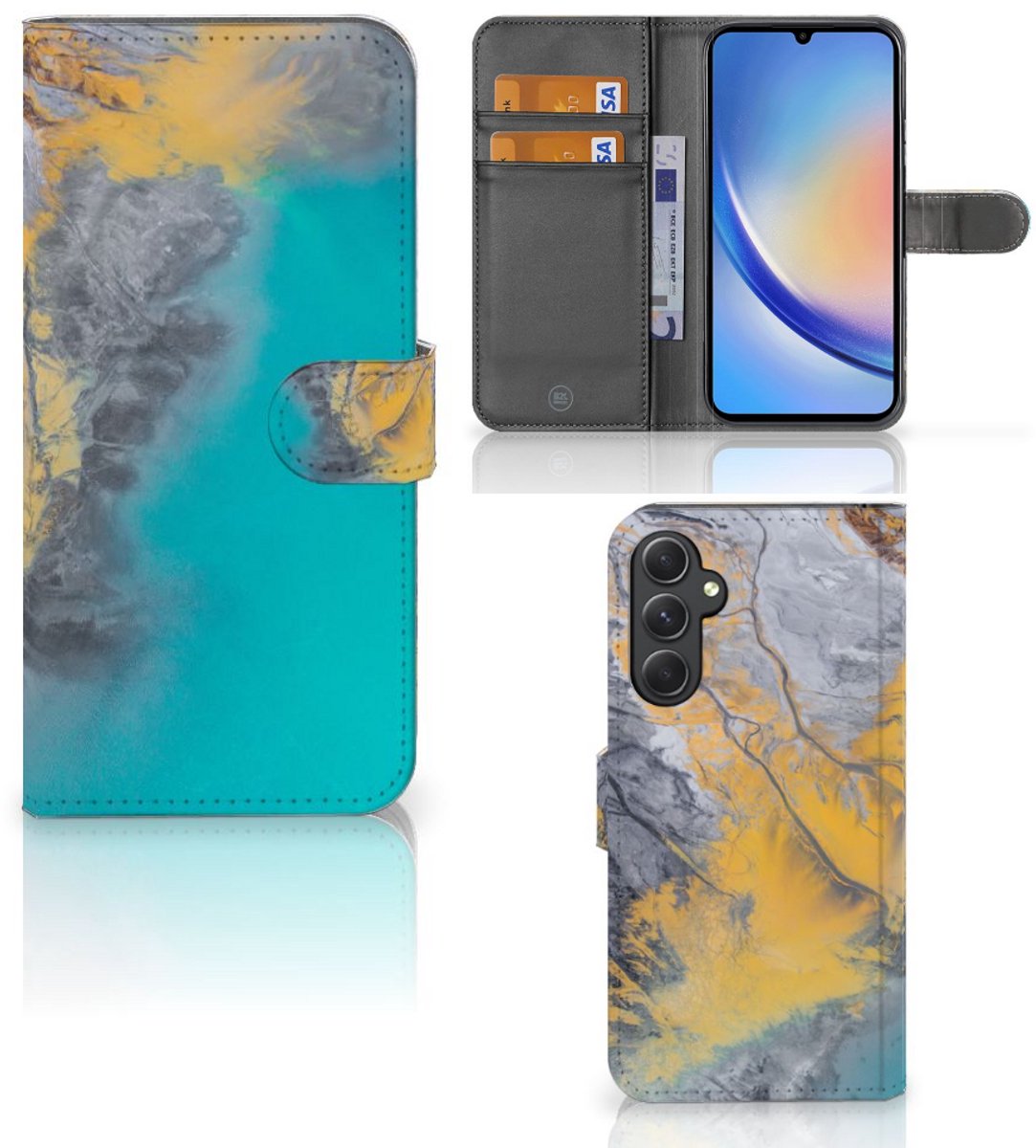 Samsung Galaxy A24 4G Bookcase Marble Blue Gold