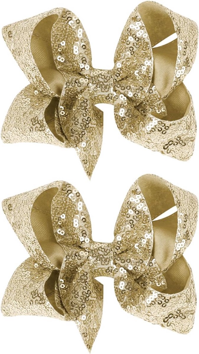 Gouden Haarstrikken - 2 Stuks Pailletten Haaraccessoires voor Meisjes en Vrouwen