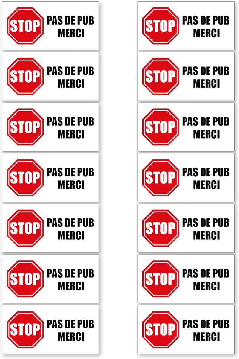 Stop Pub Brievenbus Sticker - Reclamevrij en Weerbestendig 80x40 mm