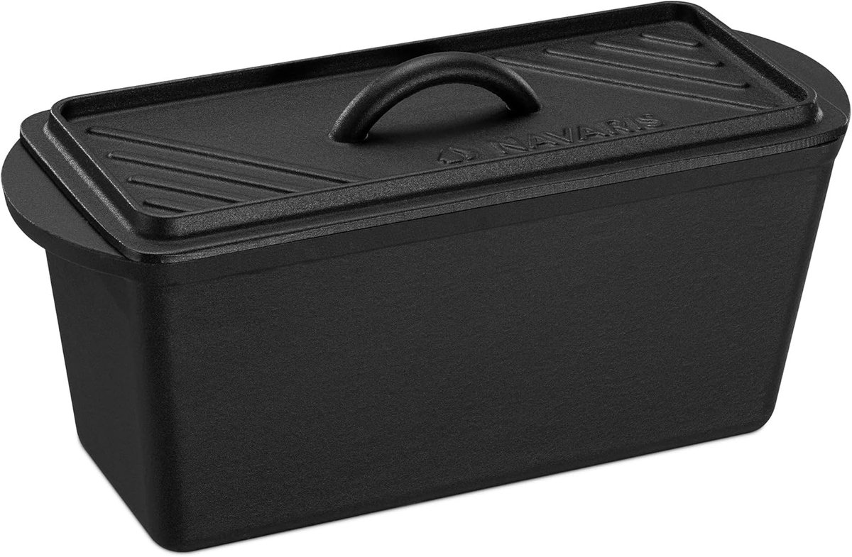 Gietijzeren broodbakpan met deksel - 34 x 13 x 13 cm - Oven-bestendig tot 260 graden