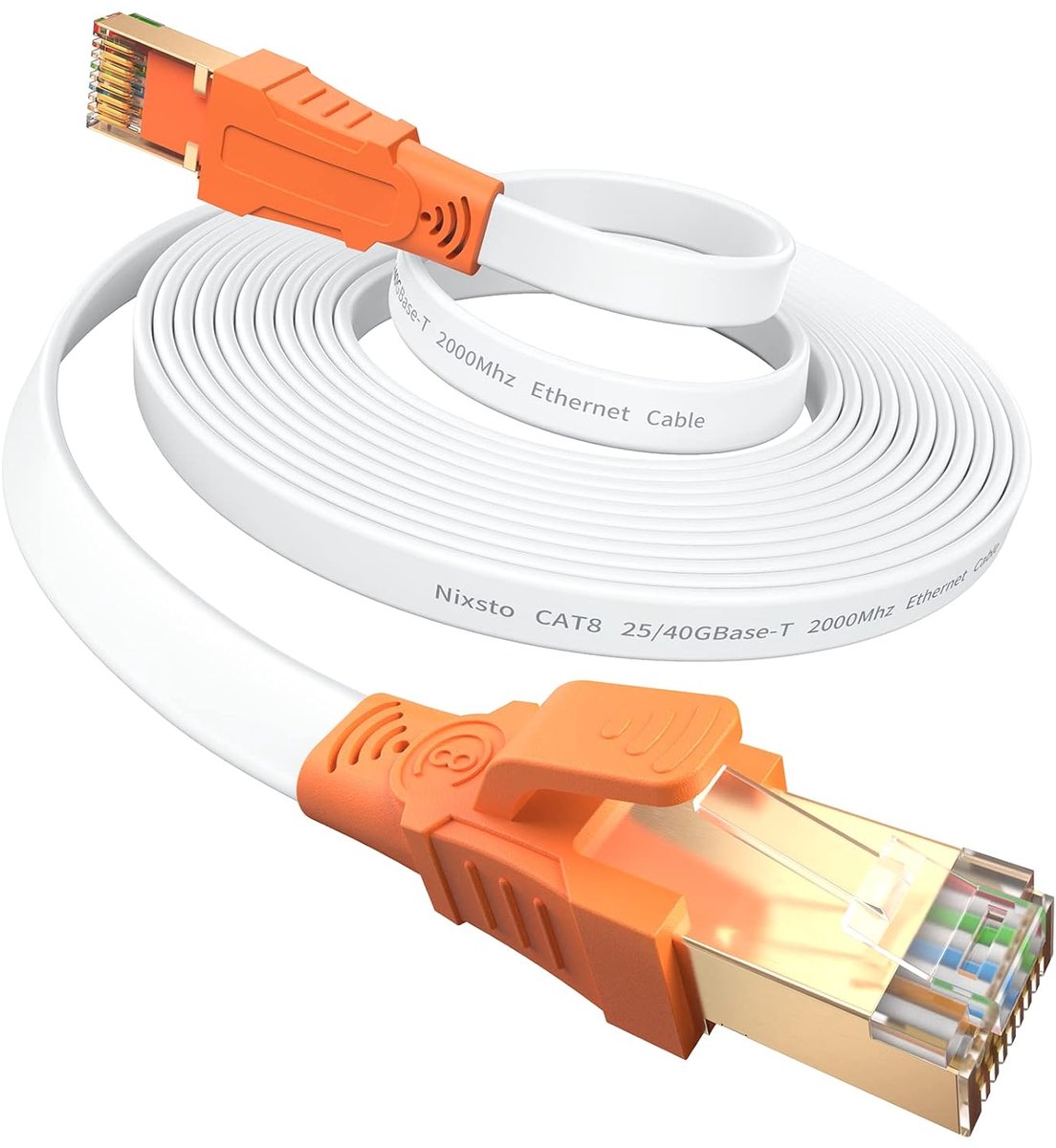 Ethernet Kabel 1 m, Cat 8 Plat LAN Kabel RJ45 Hoge Snelheid 40 Gbps 2000 MHz Compatibel met TV, PC, Router, Schakelaars, Modem, PS5, PS4