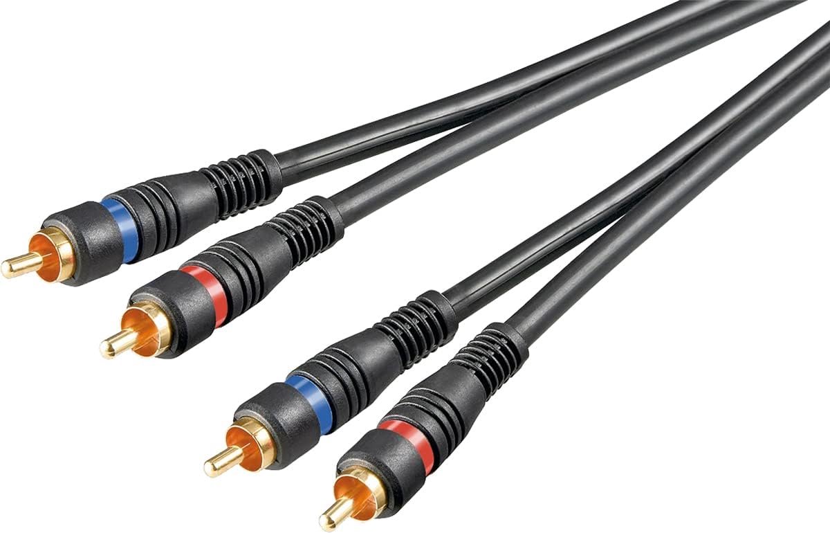 Stereo RCA-Kabel 1,5 m - 2x RCA-Stekker Naar 2x RCA-Kabel Voor Blu-Ray-Versterker HiFi Stereo/Subwoofer - Zwart