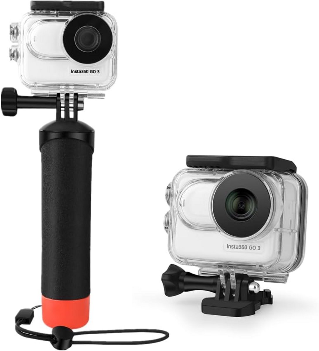 Waterdichte onderwater behuizing en drijvende handgreep voor actiecamera's