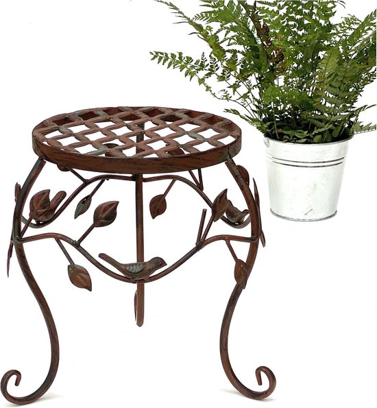Houten Plantenkruk Rond – 28x22 Cm, Bloemenstandaard Voor Binnen En Balkon, In Wit Of Zwart