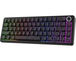 EPOMAKER X AULA F65 PRO Wireless Mechanical Keyboard, 65% Gaming Keyboard, Hot-Swappable, Rotary and Shine-Through Keycaps, RGB, BT/2.4GHz, QWERTY US (Gradient Grey, Reaper Switch)