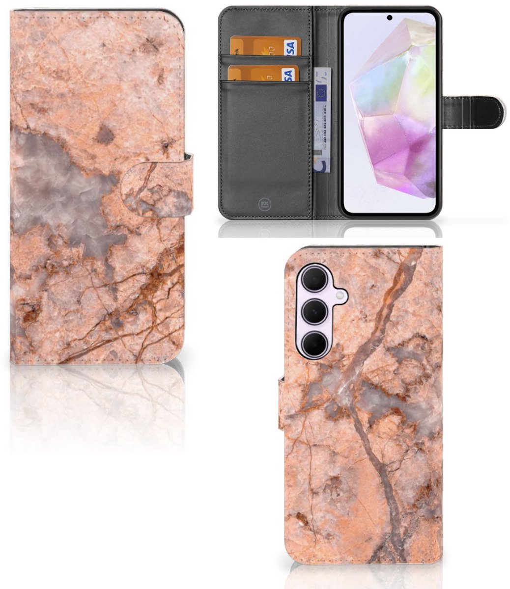 Samsung Galaxy A35 Bookcase Marmer Oranje