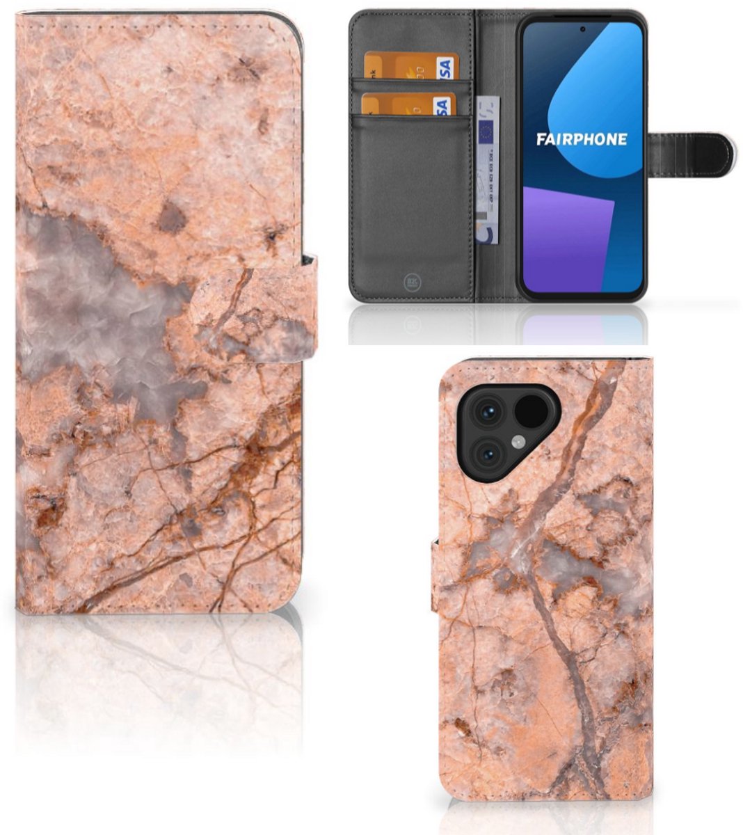 Fairphone 5 Bookcase Marmer Oranje