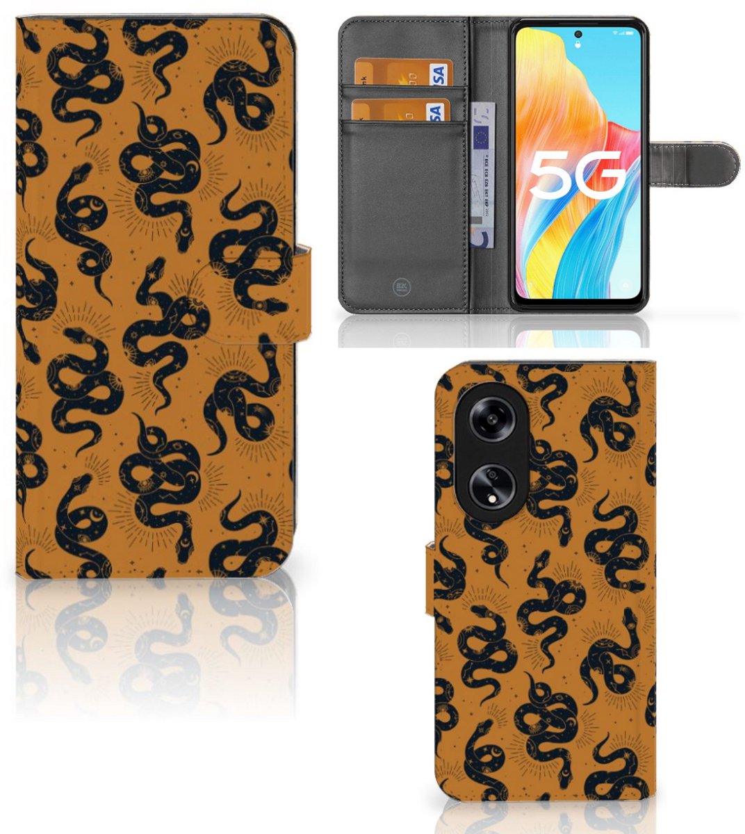 Telefoonhoesje met Pasjes voor OPPO Reno8 T 5G Snakes