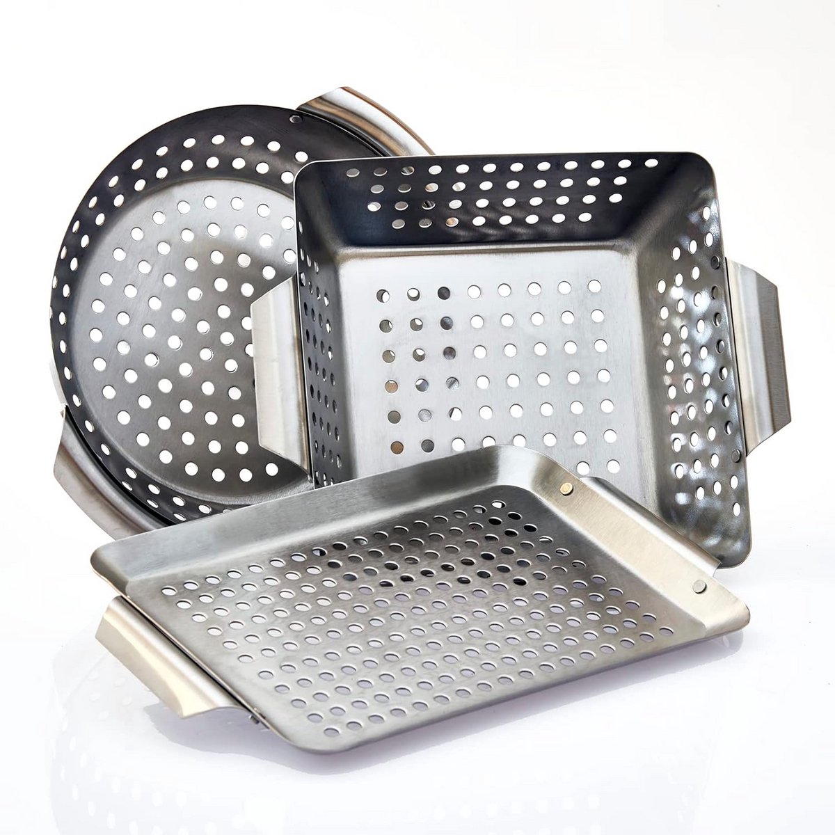 Grillmand Set 3-delig RVS - Barbecue Mand voor Vlees, Vis en Groenten