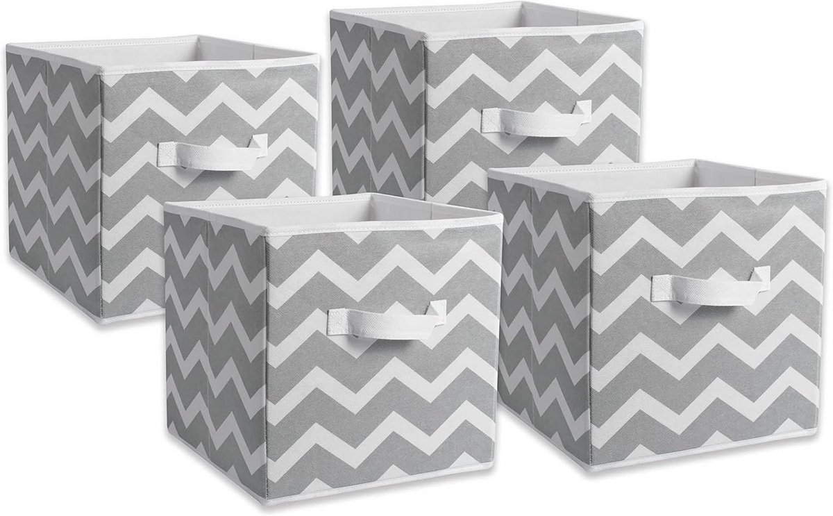 Opvouwbare stoffen opbergcontainers set van 4 - grijs