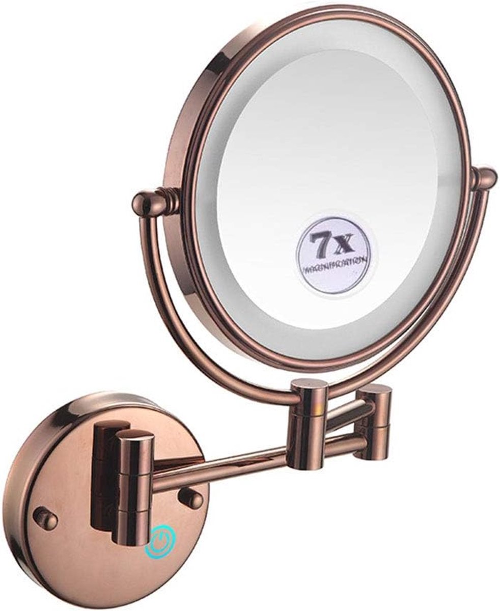 Wandmount make-up spiegel met LED verlichting en vergrotende functie