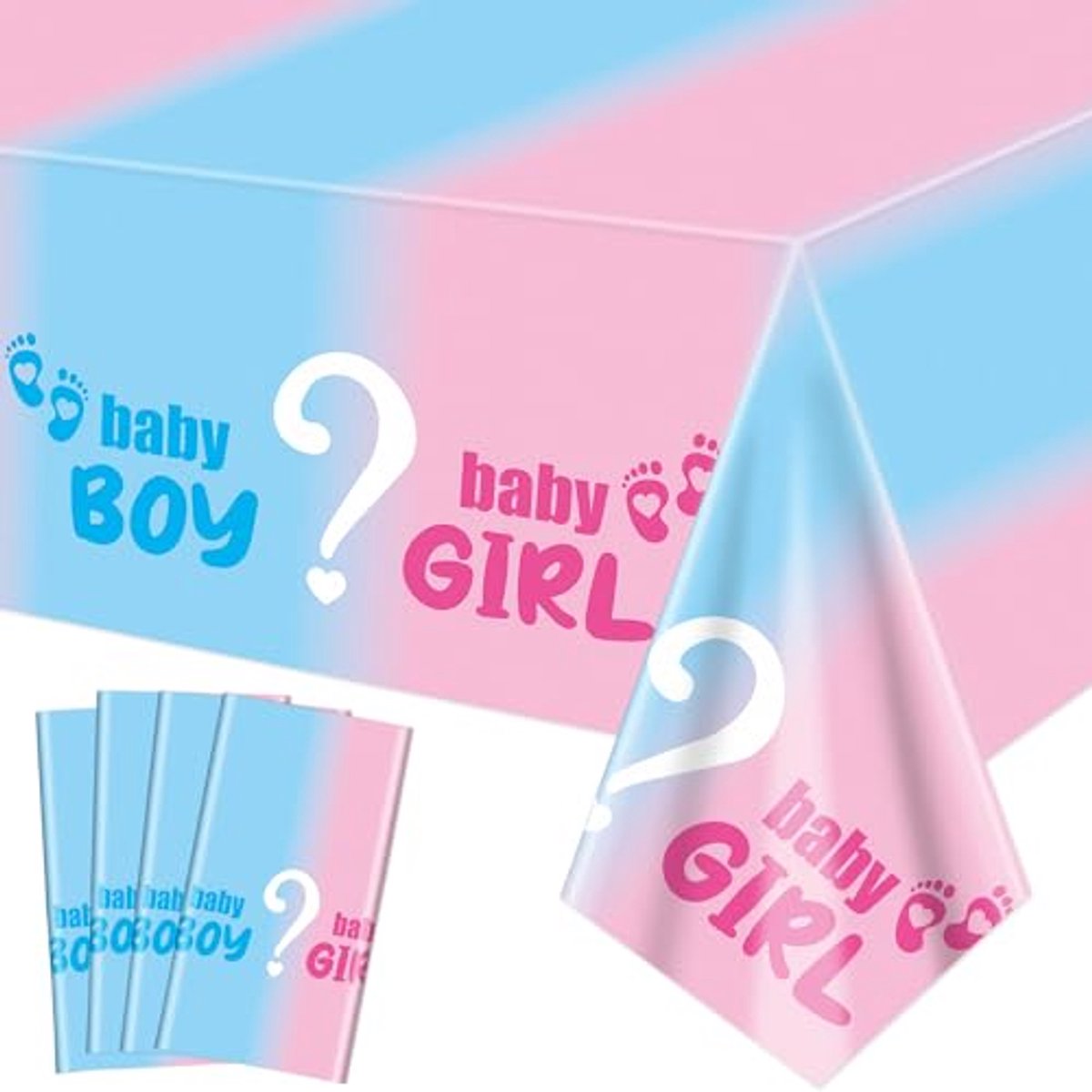 Ultiluxe® Tafellaken Boy or Girl - Wegwerp Tafelkleed - Tafeldecoratie - 130 x 220 cm - Jongen of meisje - Gender Reveal Decoratie - Waterafstotend - Kunststof - Voor feestjes en verjaardagen - Roze/blauw