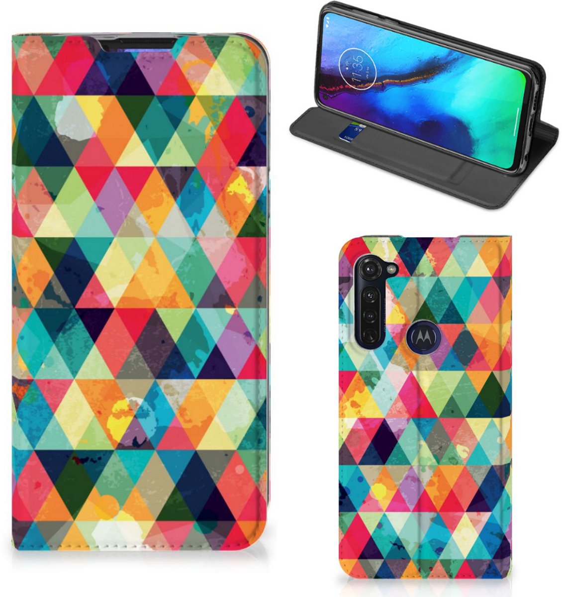 Motorola Moto G Pro Hoesje met Magneet Geruit