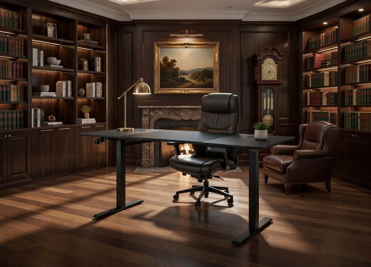 Image of Elektrisch Verstelbaar Bureau 160x60 cm – Hoogte Instelbaar 75-120 cm – 3 Geheugeninstellingen – USB-C Oplaadpoort – Computertafel met Koptelefoonhaak en Bekerhouder – Modern Zwart / Wit / Vintage Bruin Novihome