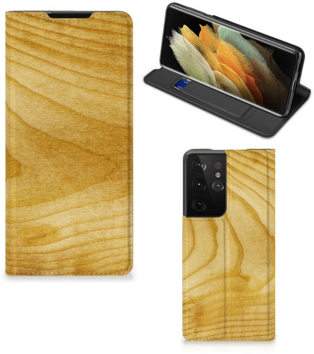 Samsung Galaxy S21 Ultra Book Wallet Case Licht Hout