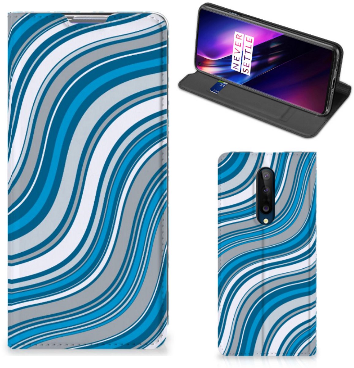 OnePlus 8 Hoesje met Magneet Waves Blue