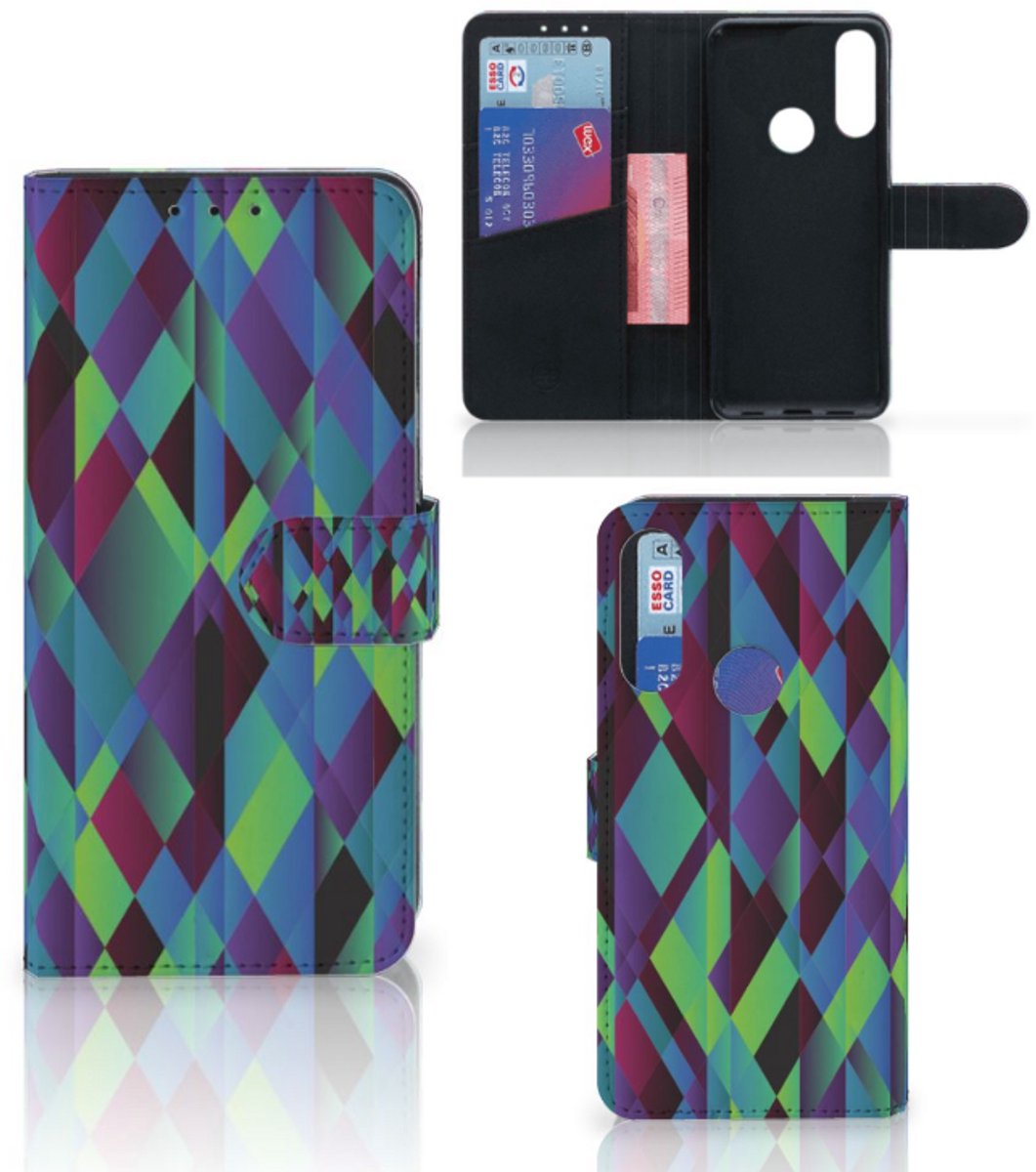 Alcatel 1S 2020 Book Case Abstract Green Blue