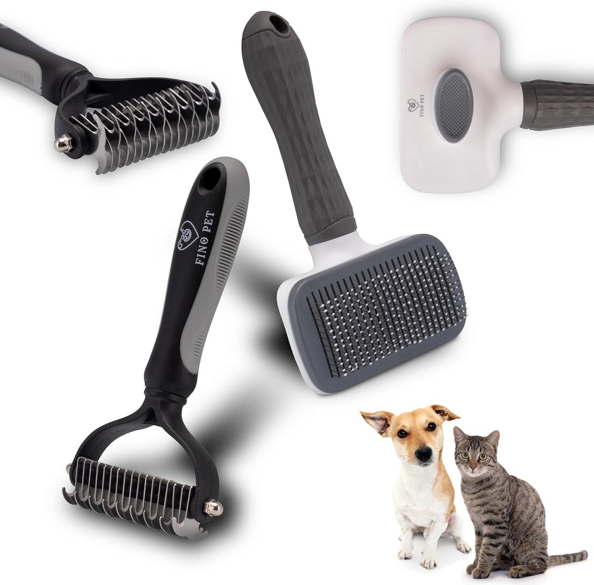 Set van 2 Onderhaar Borstels voor Honden en Katten – Effectieve Borstel voor Onderwollen, Ideaal voor Langharige Huisdieren, Vachtverzorging en Klauwverzorging
