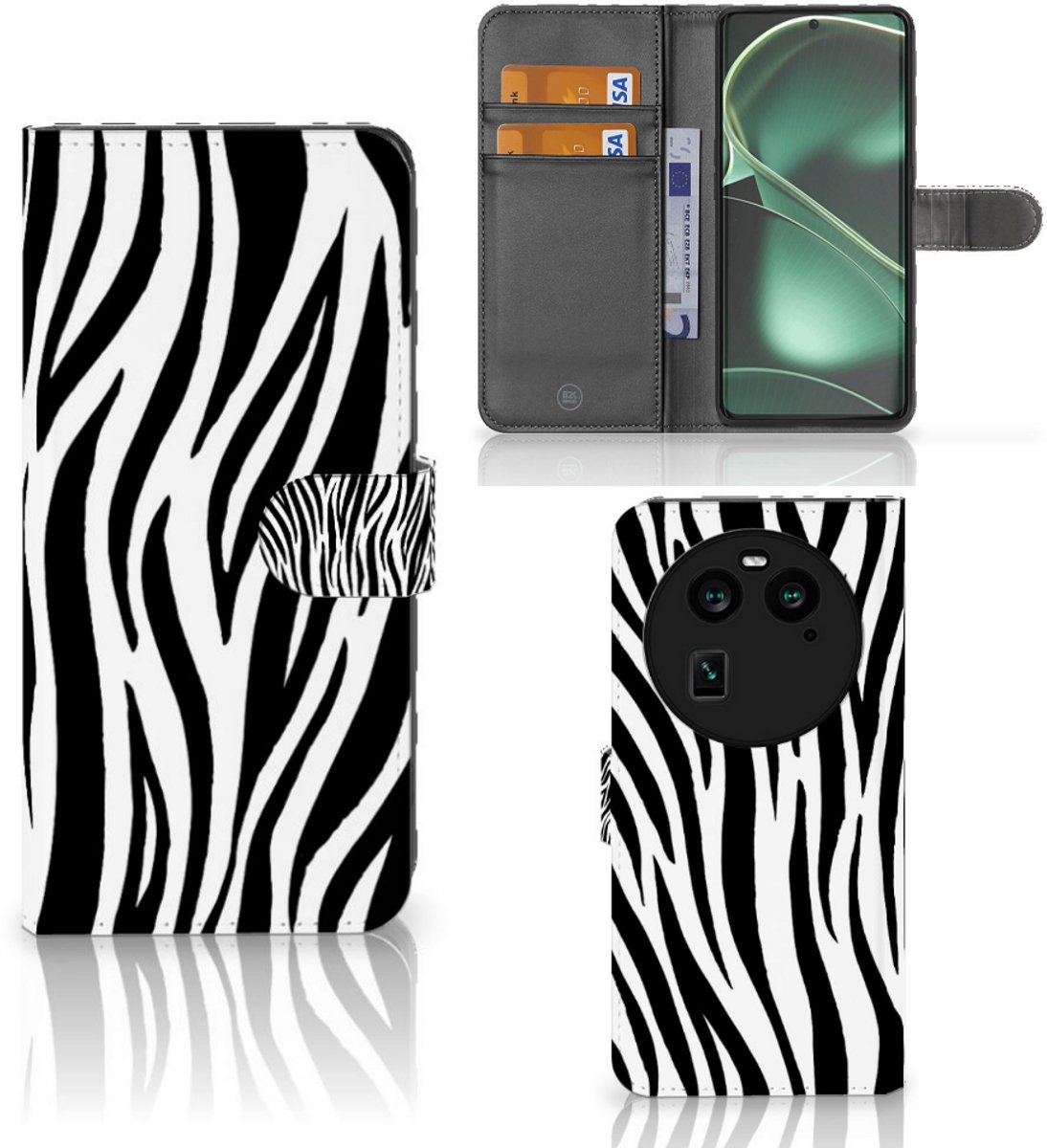OPPO Find X6 Telefoonhoesje met Pasjes Zebra