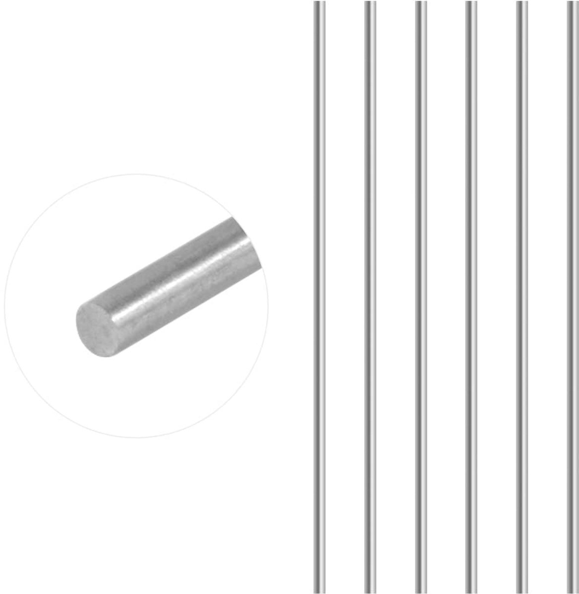 6 Stuks Aluminium Ronde Staalstangen 3mm x 300mm voor DIY Modelbouw