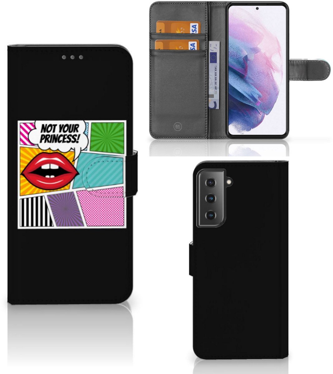 Samsung Galaxy S21 Plus Wallet Case met Pasjes Popart Princess
