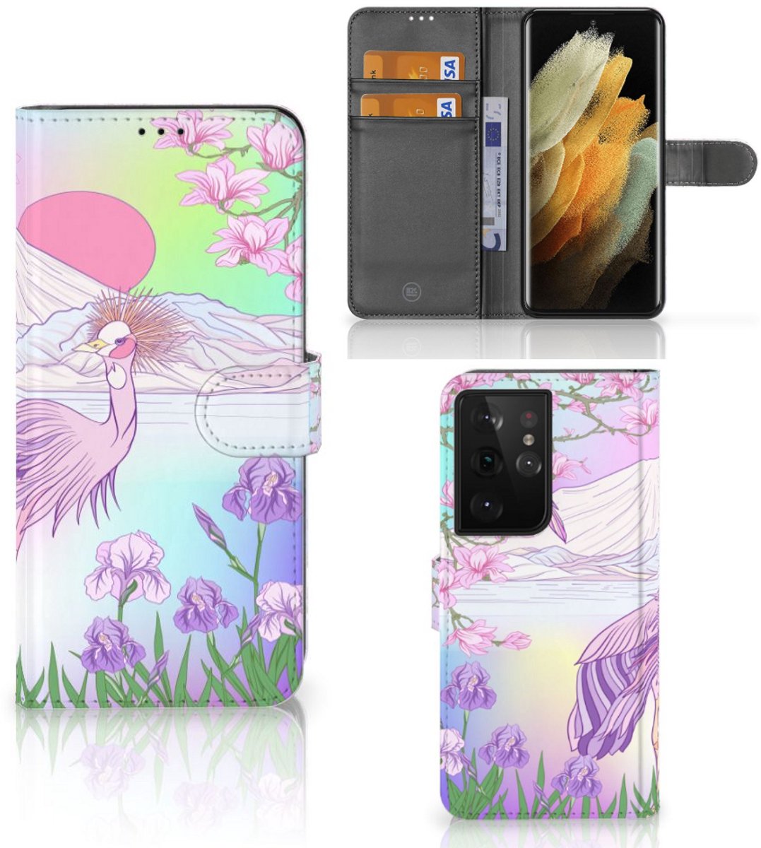 Samsung Galaxy S21 Ultra Telefoonhoesje met Pasjes Bird