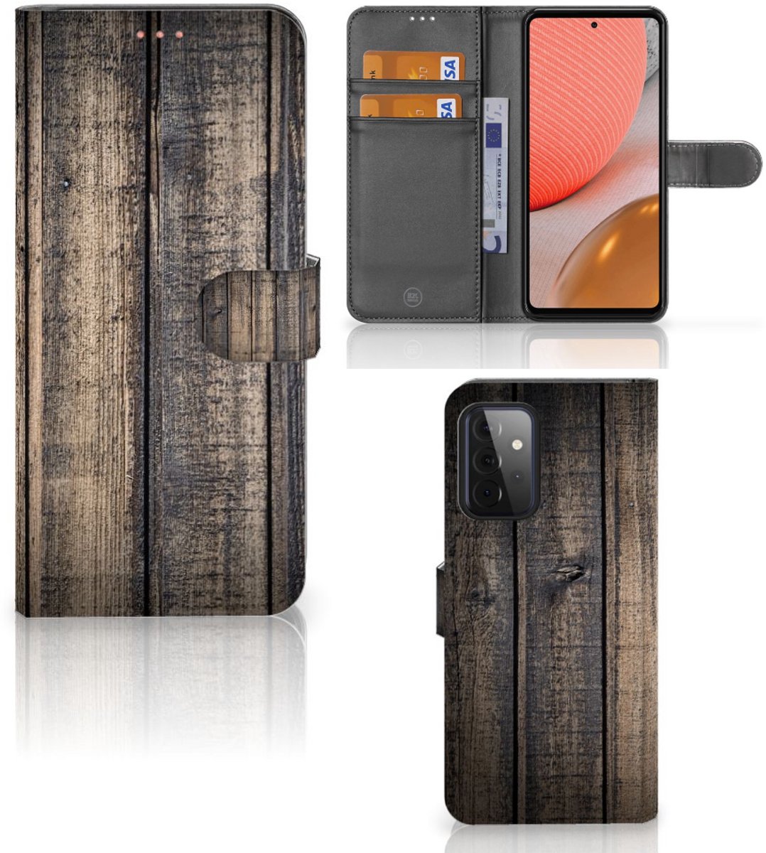 Samsung Galaxy A72 Book Style Case Steigerhout