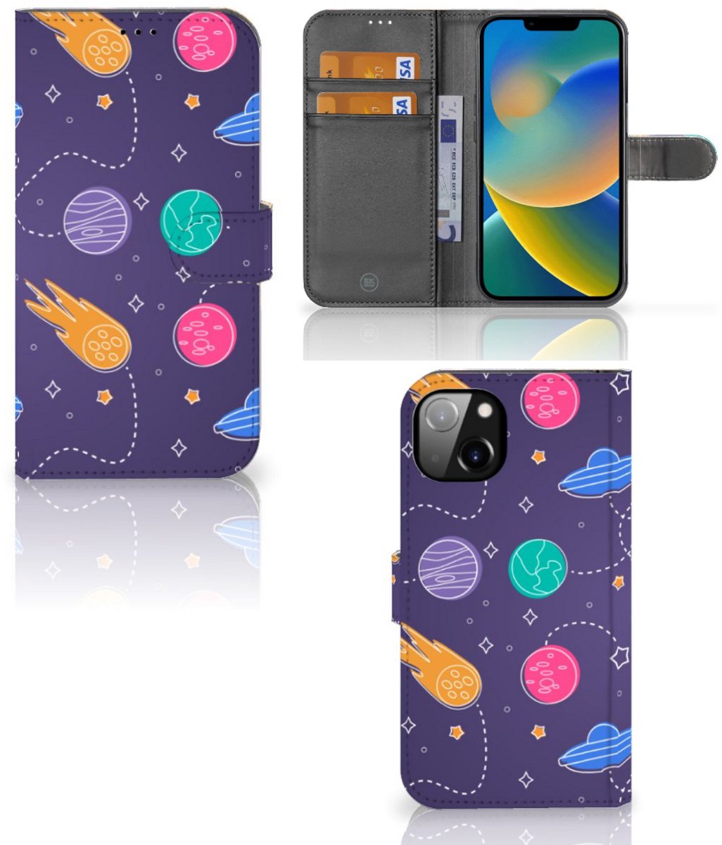 Boekhoesje voor iPhone 14 Plus Wallet Case met Pasjes Space