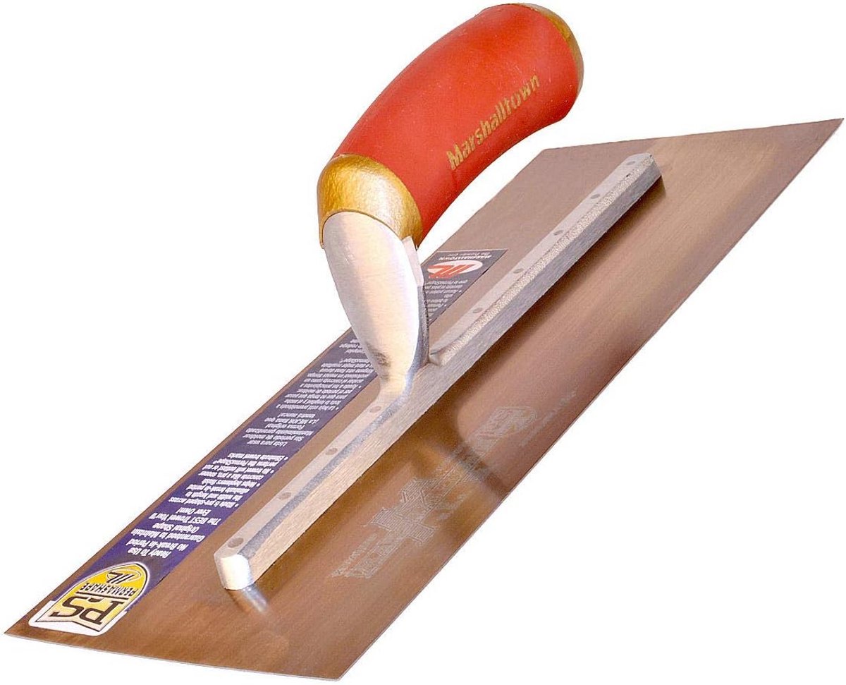 Vlakspaan voor stukadoors, gebogen goudstaal, 330x127 mm